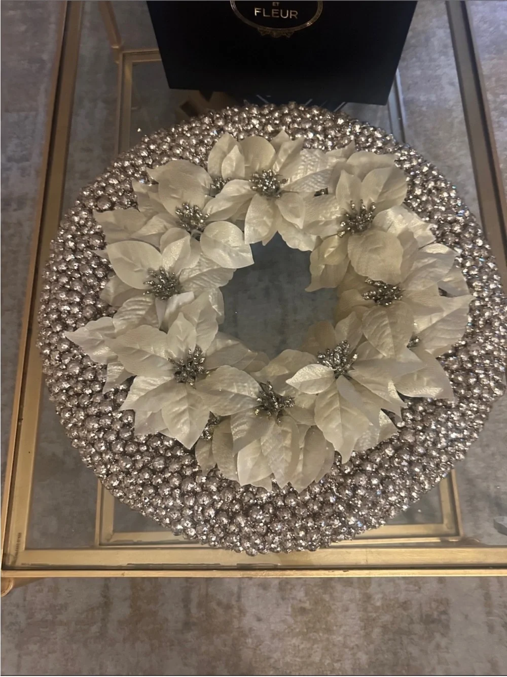 2 in 1 Cream & Gold Holiday Poinsettia Wreath